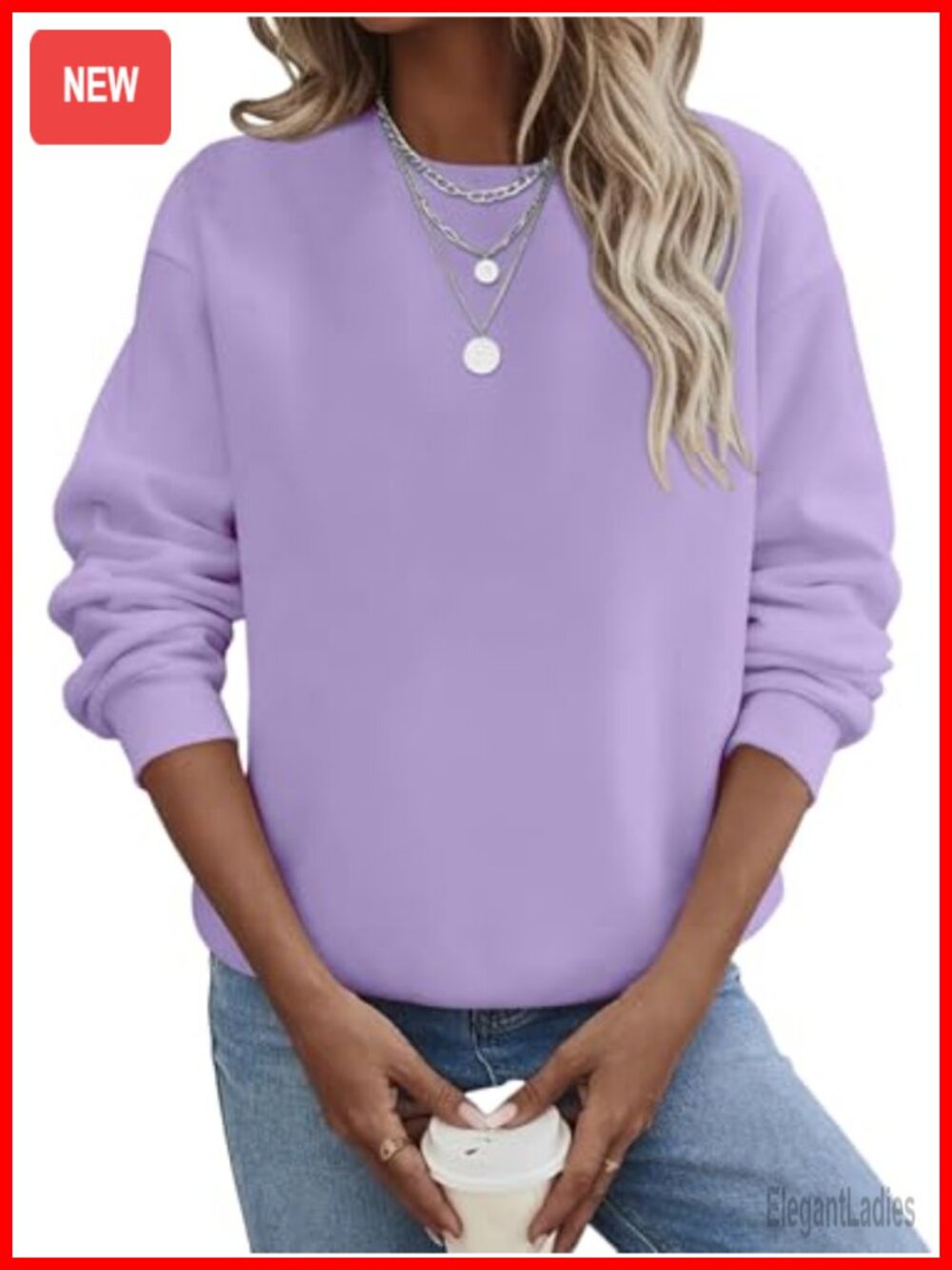 Fleece Crewneck Long Sleeve Sweatshirt Loose Oversized Tunic Fall Top